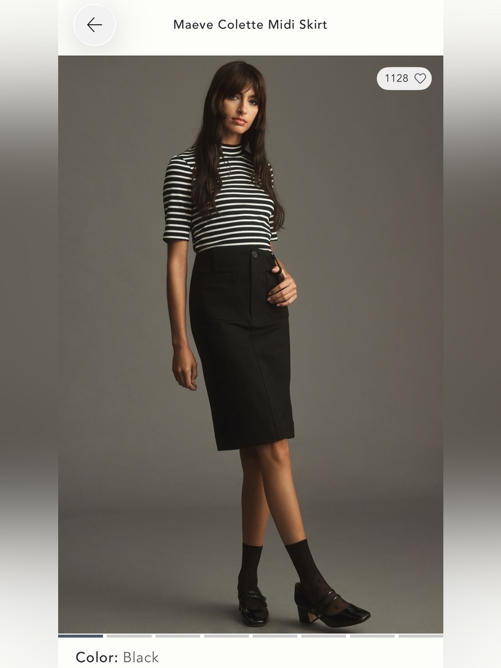 Anthropologie Maeve Colette Pencil Skirt Black Ponte XXS